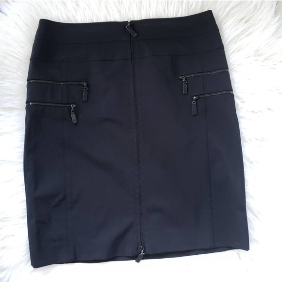 Escada Black Skirt Two Way Zipper Edgy Pockets A-Linen Nylon Women 38 US 8 - Picture 1 of 8